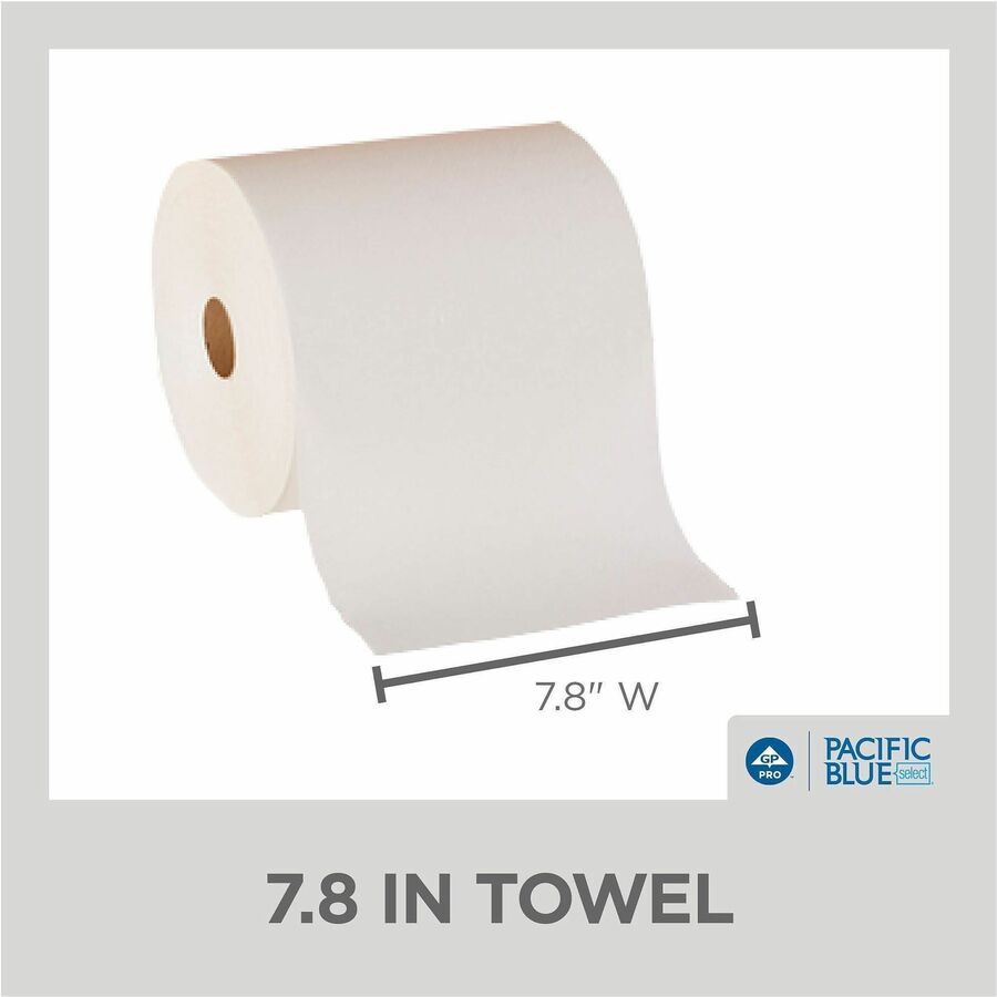 2 Ply - 7.87" Width x 350 ft Length - White - Paper - 12 / Carton