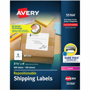 3 21/64" Width x 4" Length - Permanent Adhesive - Rectangle - Laser - Matte White - Matte - Paper - Repositionable, Adhesive, Customizable, Jam Resistant - 6 / Sheet - 6 Total Sheets - 600 Total Label(s) - 1 Box