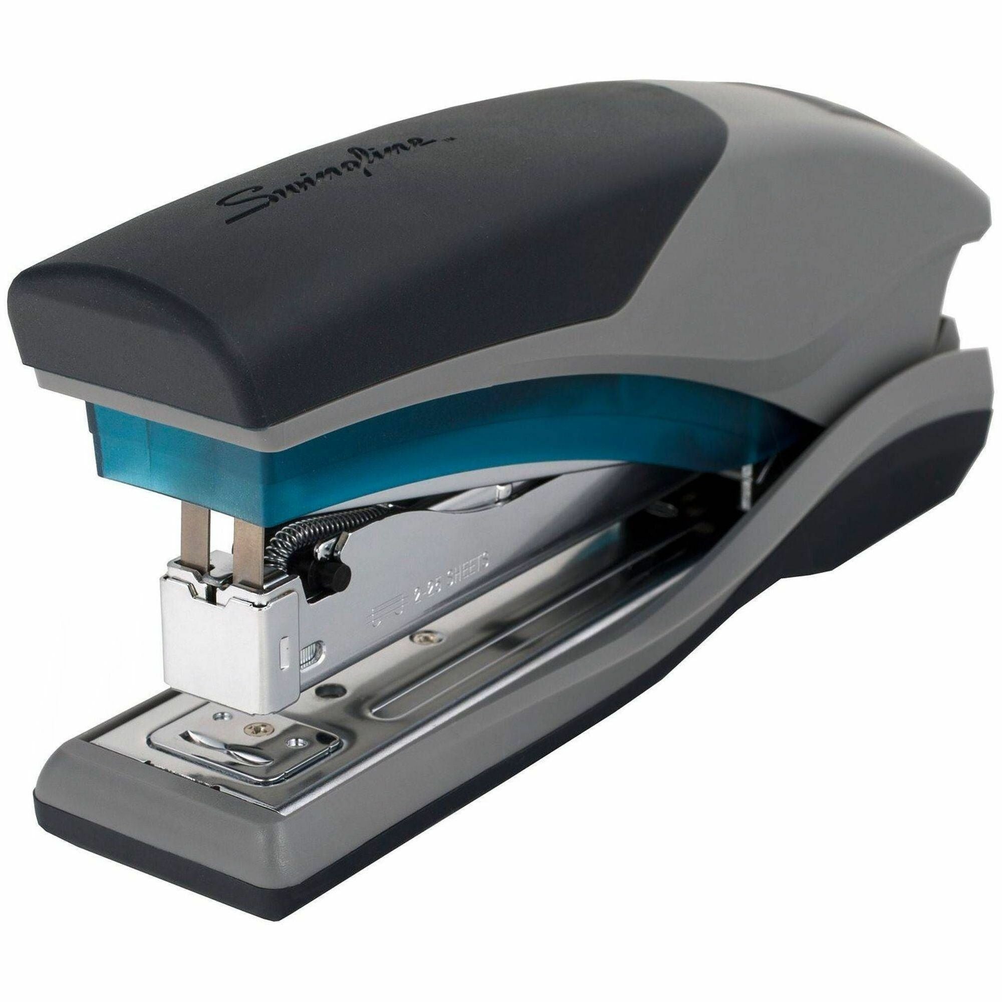 Swingline Optima 25 Reduced Effort Stapler - Staples Upto 25 Sheet of 20lb Paper - Holds Upto 210 Staple - Full Strip - Staple Size: 0.25" - Blue, Gray - Plastic, Metal - 1 Each