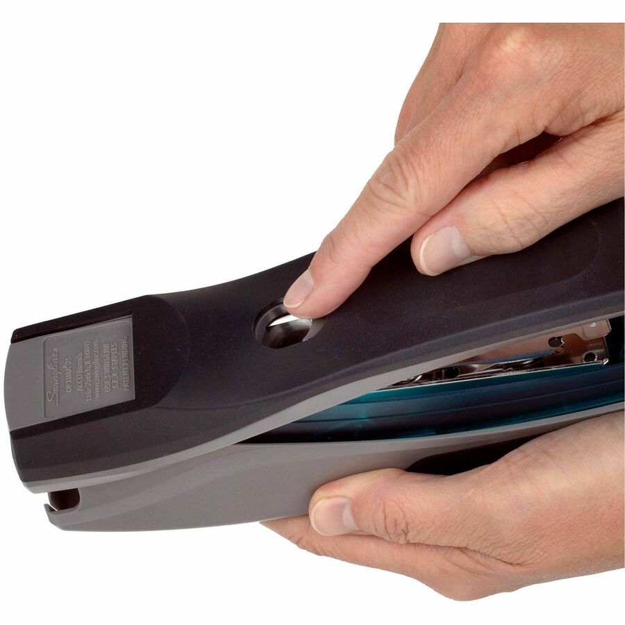 Swingline Optima 25 Reduced Effort Stapler - Staples Upto 25 Sheet of 20lb Paper - Holds Upto 210 Staple - Full Strip - Staple Size: 0.25" - Blue, Gray - Plastic, Metal - 1 Each