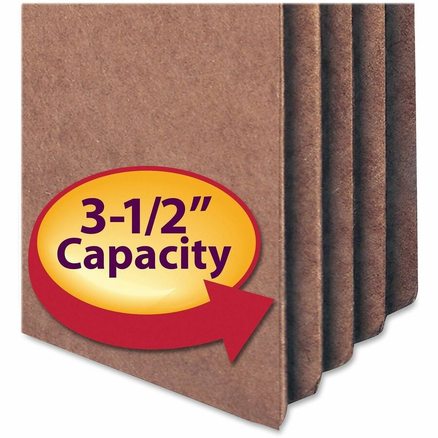 Smead Straight Tab Cut Letter Recycled File Pocket - 8 1/2" x 11" - 3 1/2" Expansion - Redrope - Tear Proof Gusset - 100% Recycled - 25 / Box