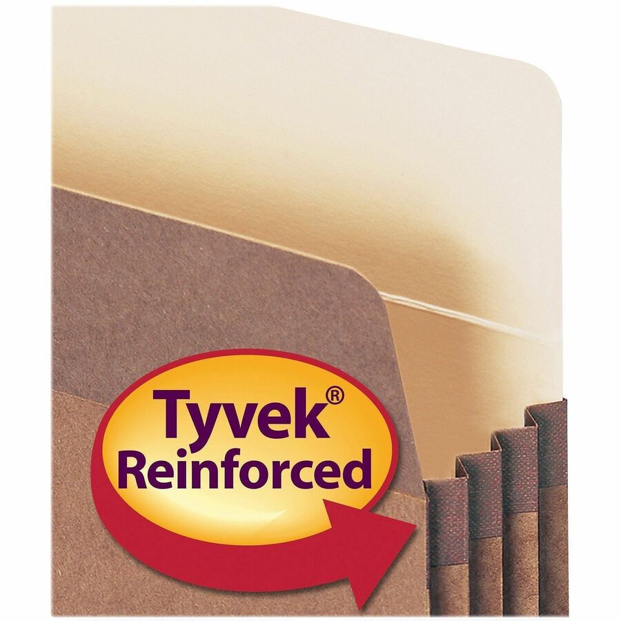 Smead Straight Tab Cut Letter Recycled File Pocket - 8 1/2" x 11" - 3 1/2" Expansion - Redrope - Tear Proof Gusset - 100% Recycled - 25 / Box