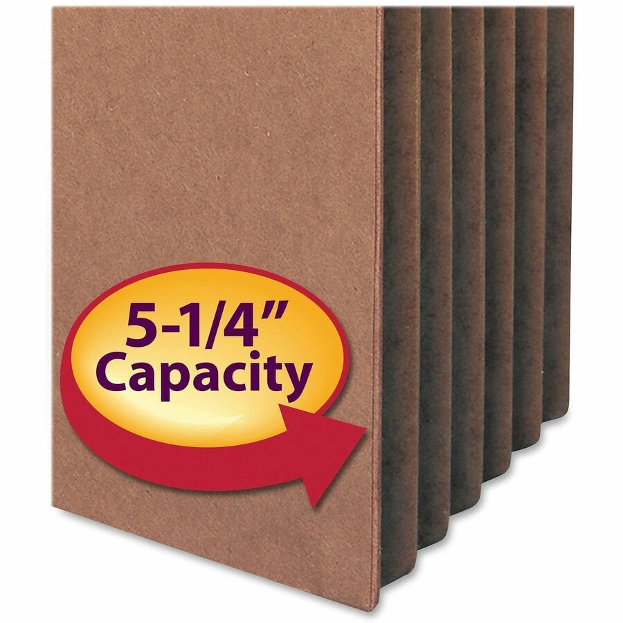 Smead Straight Tab Cut Letter Recycled File Pocket - 8 1/2" x 11" - 5 1/4" Expansion - Redrope - Tear Proof Gusset - 100% Recycled - 10 / Box