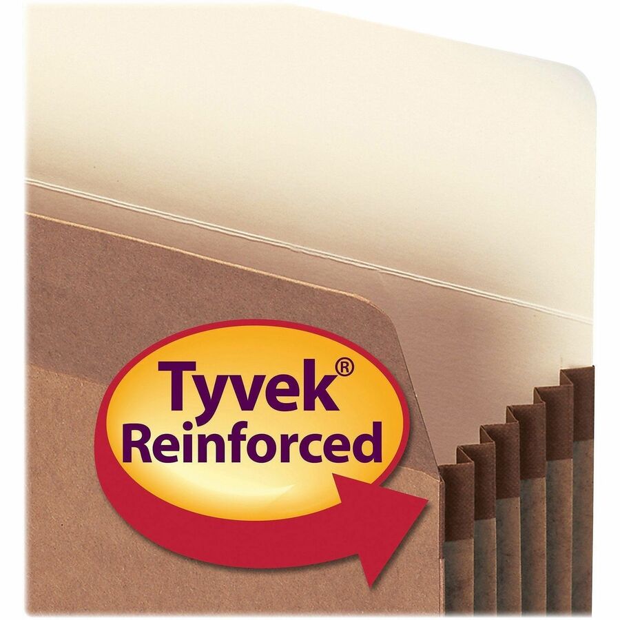 Smead Straight Tab Cut Letter Recycled File Pocket - 8 1/2" x 11" - 5 1/4" Expansion - Redrope - Tear Proof Gusset - 100% Recycled - 10 / Box