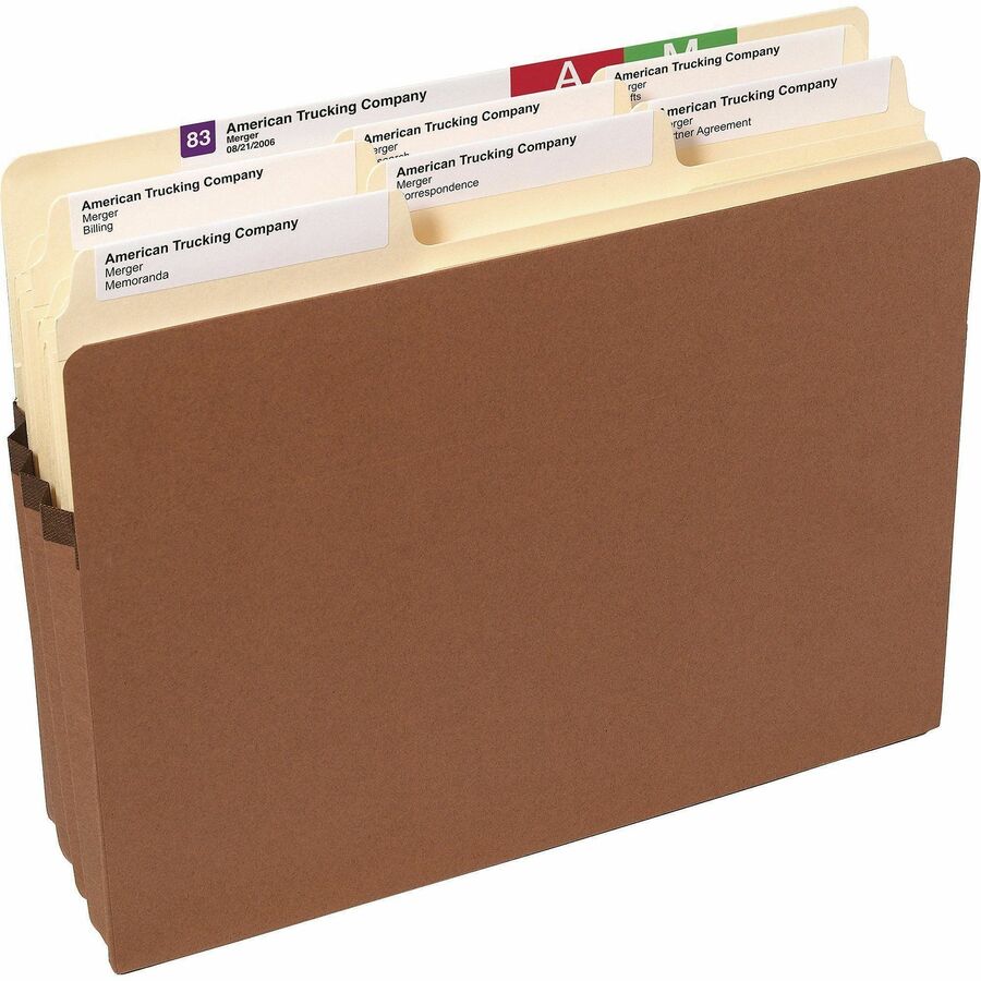 Smead Straight Tab Cut Letter Recycled File Pocket - 8 1/2" x 11" - 5 1/4" Expansion - Redrope - Tear Proof Gusset - 100% Recycled - 10 / Box