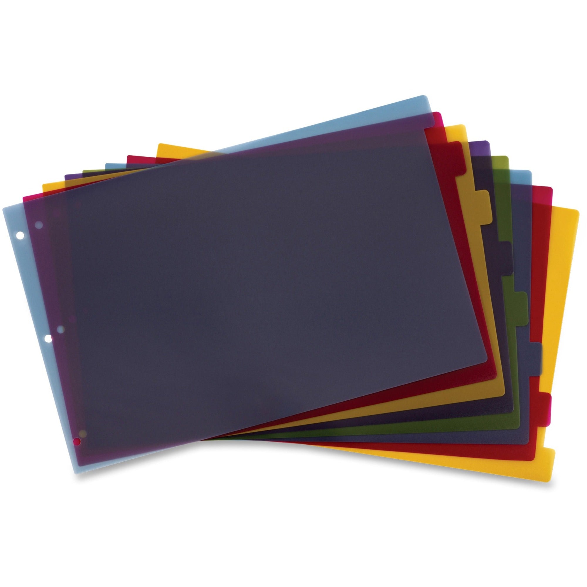 8 x Divider(s) - 8 Tab(s)/Set - 17.5" Divider Width x 11.50" Divider Length - Tabloid - 11" Width x 17" Length - 3 Hole Punched - Assorted Poly Divider - Multicolor Poly Tab(s) - Scratch Resistant, PVC-free, Non-stick, Transfer Safe, Durable - 1 / Set