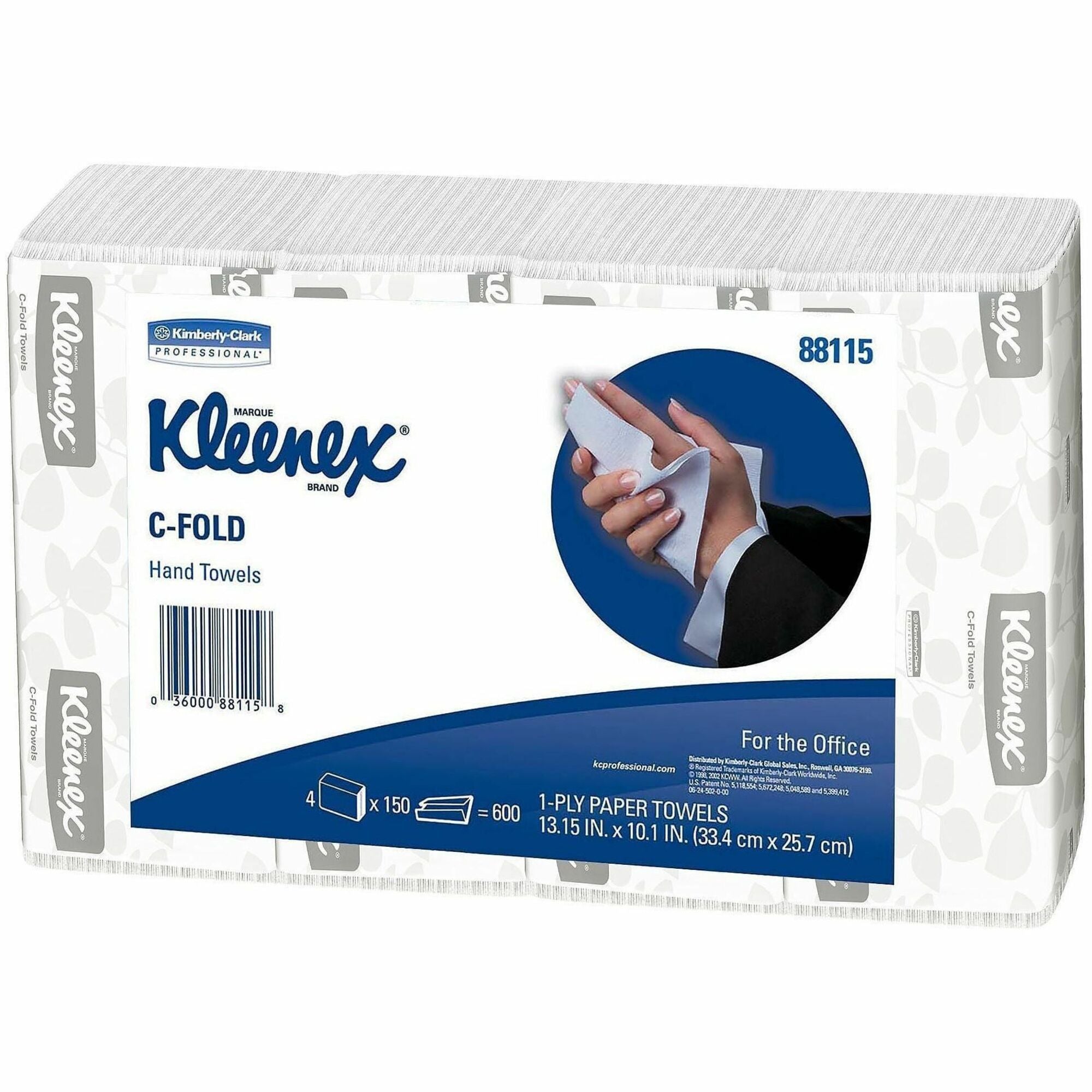 Kleenex C-Fold Hand Towels - 1 Ply - C-fold - 10.10" Width x 13.25" Length - White - 150/Bag - 4 / Pack