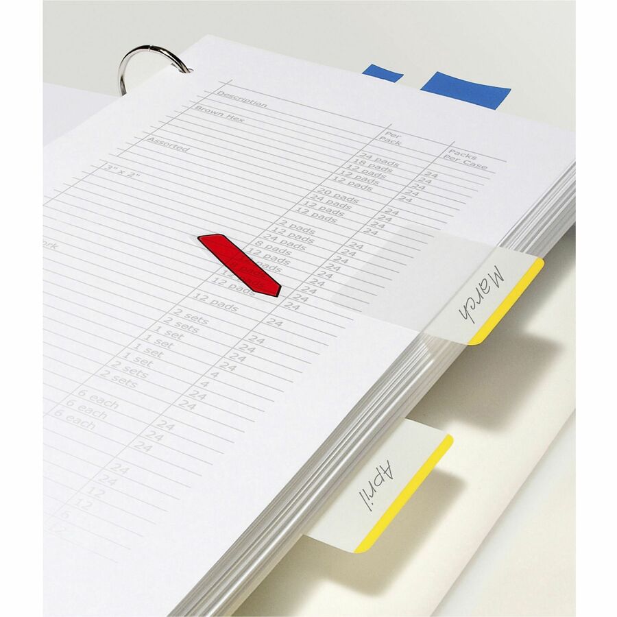 Post-it&reg; Durable Tabs - Write-on Tab(s) - 1.50" Tab Height x 2" Tab Width - Pink, Green, Orange, Yellow Tab(s) - Repositionable - 1 Pack