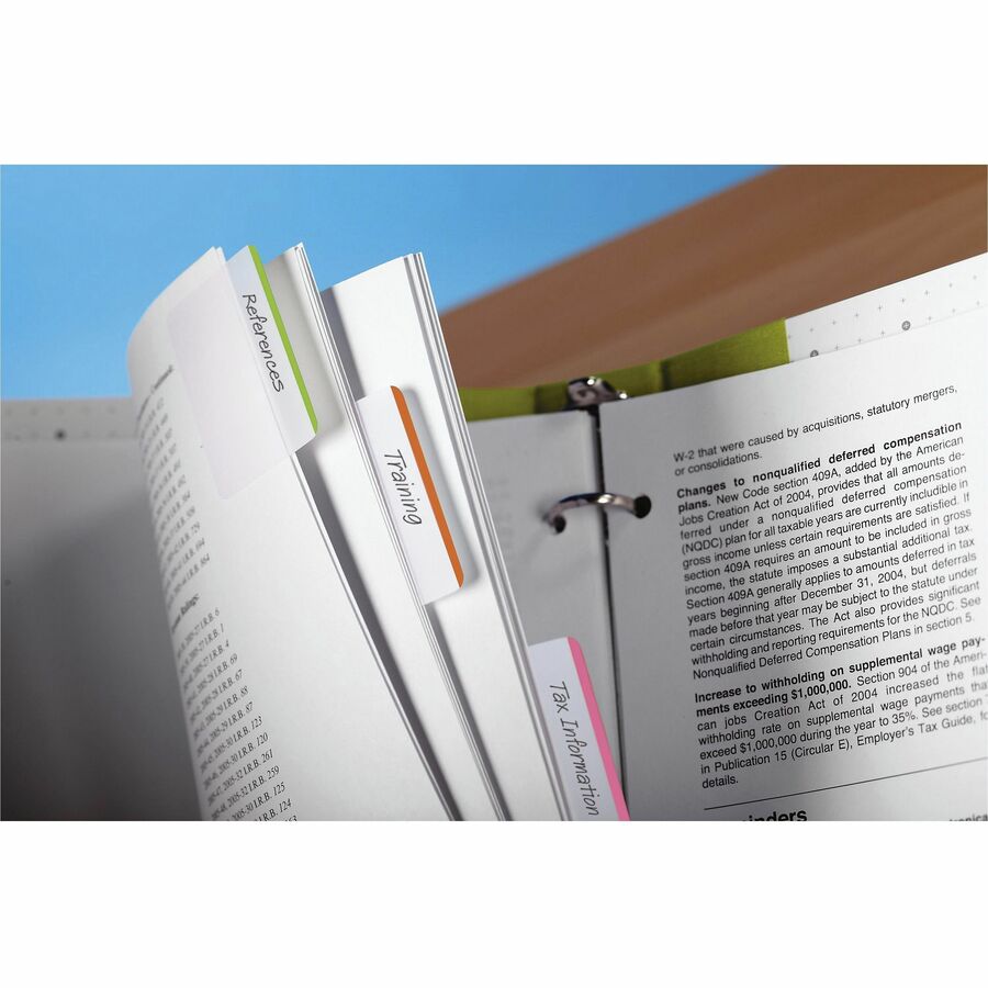Post-it&reg; Durable Tabs - Write-on Tab(s) - 1.50" Tab Height x 2" Tab Width - Pink, Green, Orange, Yellow Tab(s) - Repositionable - 1 Pack