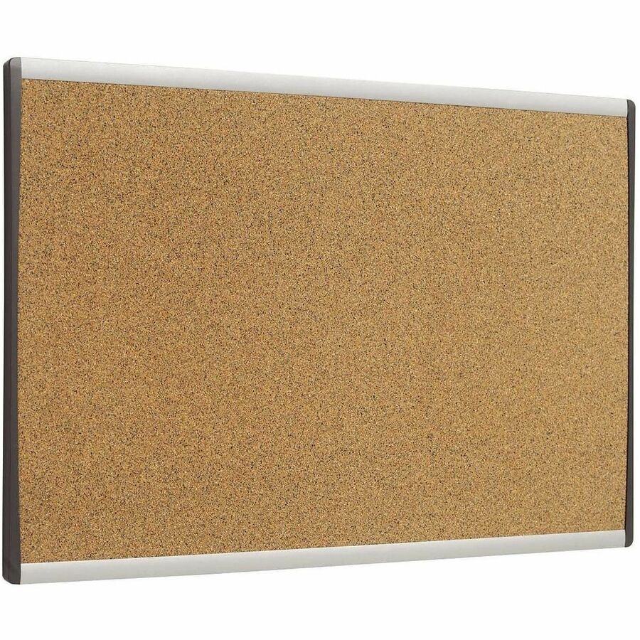 18" Board Height x 30" Board Width - Brown Natural Cork Surface - Durable, Self-healing - Silver Aluminum Frame - 1 Each