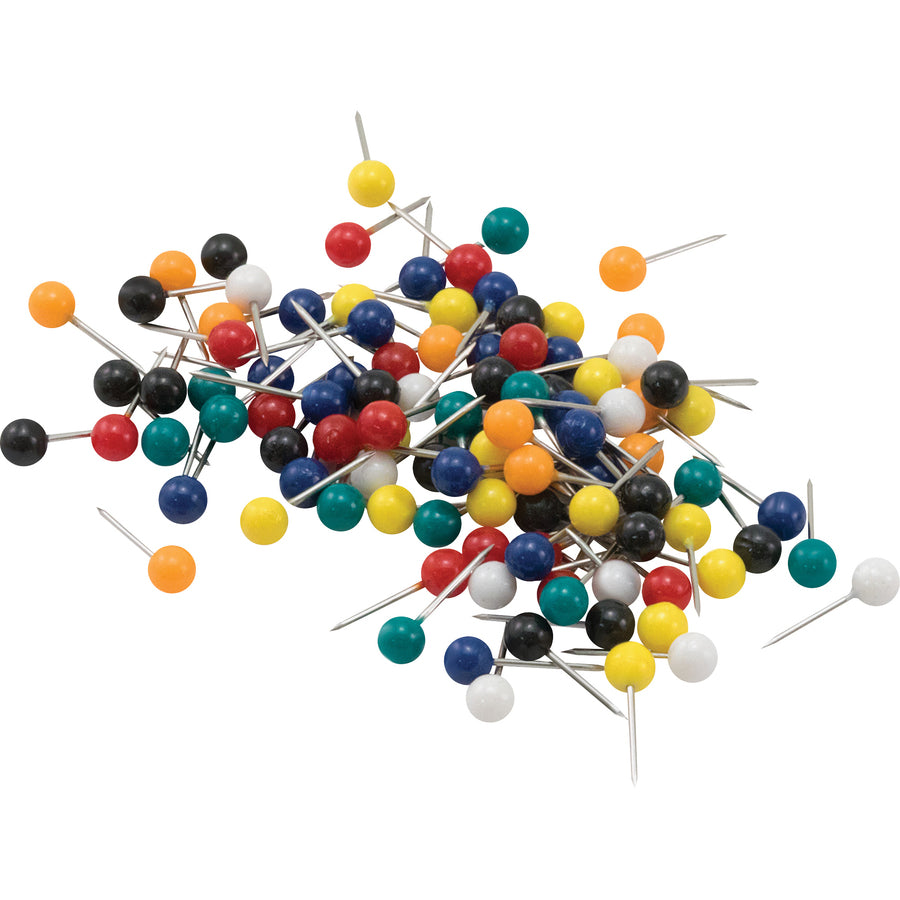 Gem Office Products Round Head Map Tacks - 0.18" Head - 0.4" Length - Assorted - 1 Box