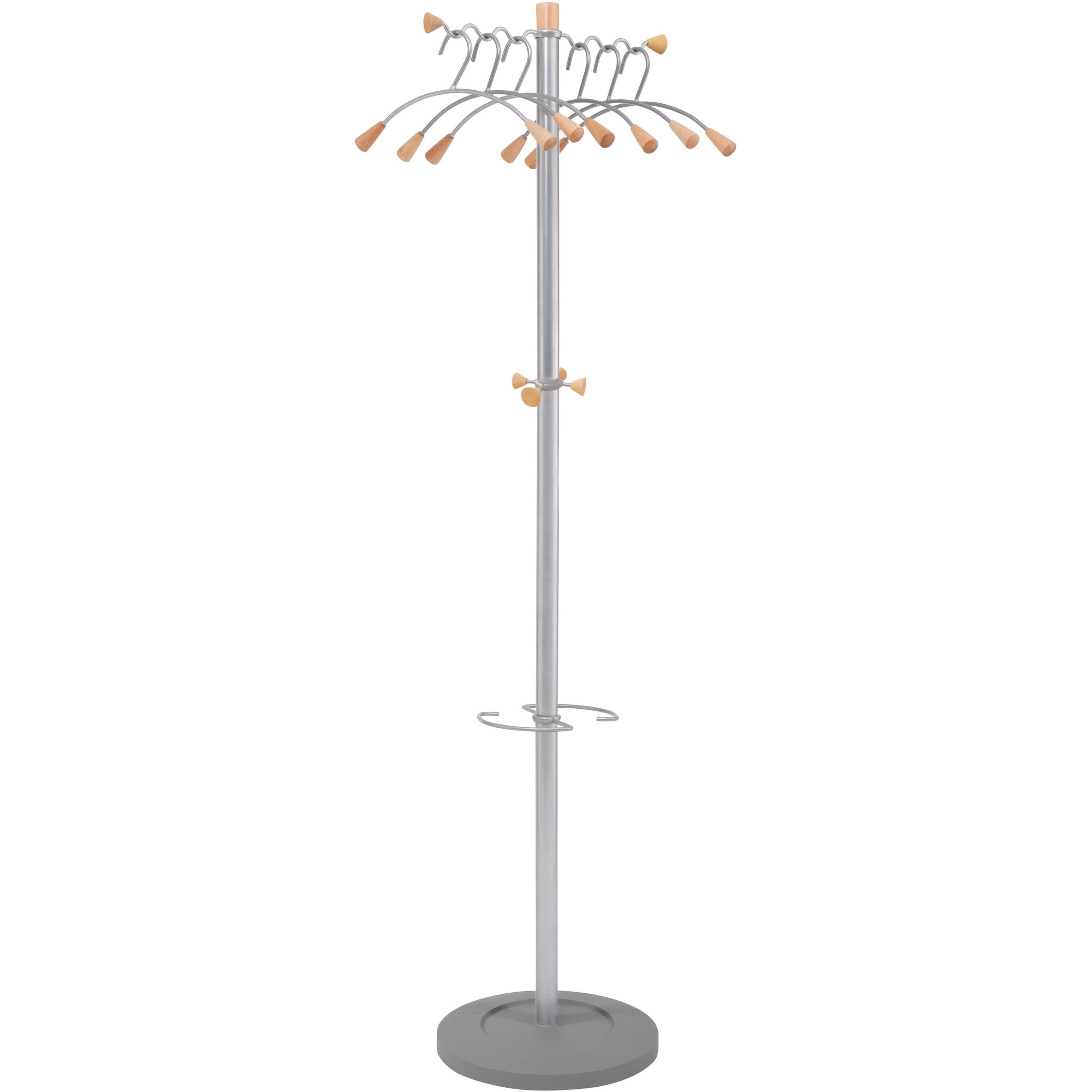 4 Hooks - 6 Hangers - 2 Pegs - 68.5" Height x 19.3" Width - for Garment - Wood, Metal - Chrome - 1 Each