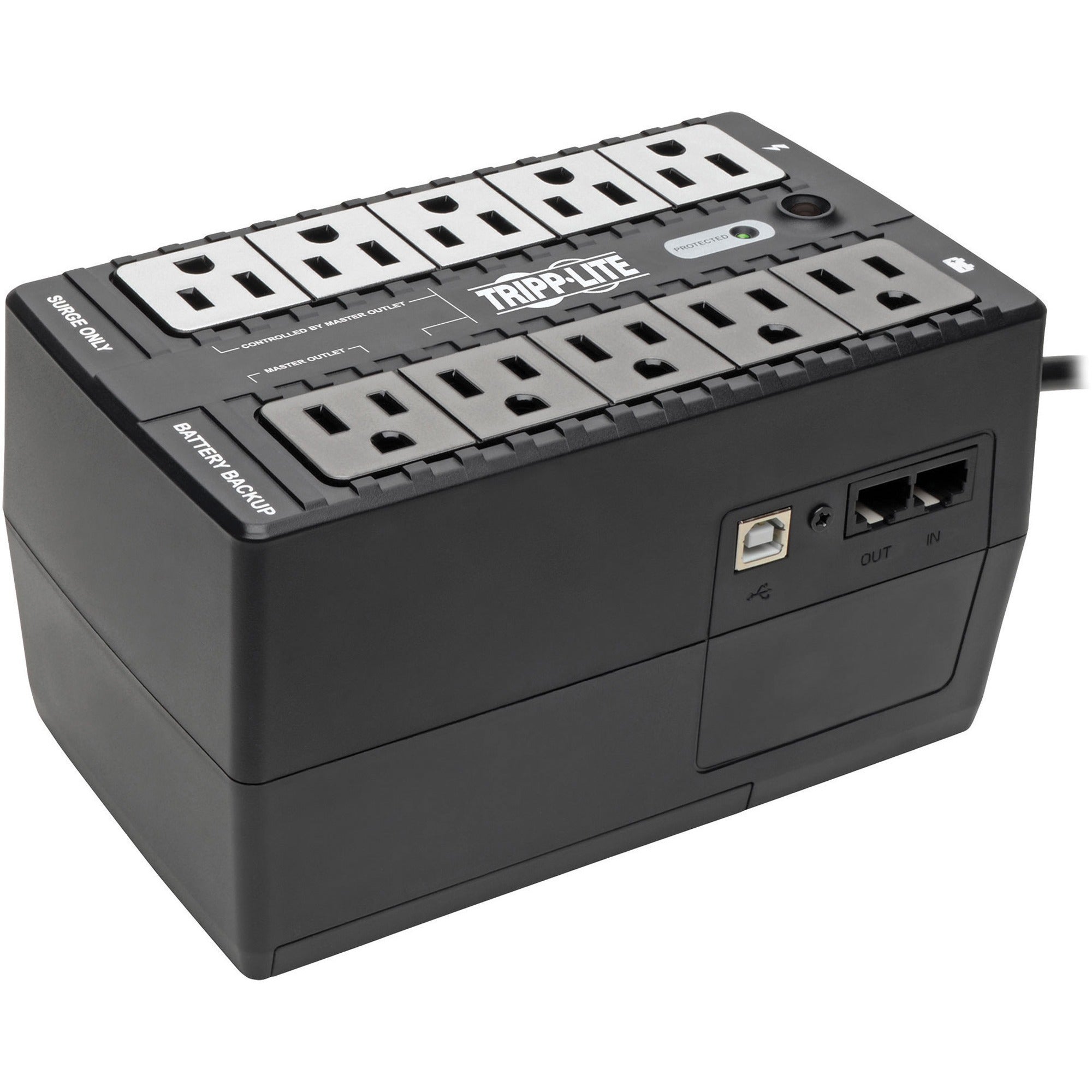 Ultra-compact Desktop/Tower/Wall Mount - 6.50 Hour Recharge - 1.20 Minute Stand-by - 120 V AC Input - 110 V AC, 115 V AC, 120 V AC Output - Single Phase - Pure Sine Wave - USB - 10 x NEMA 5-15R Receptacle(s)