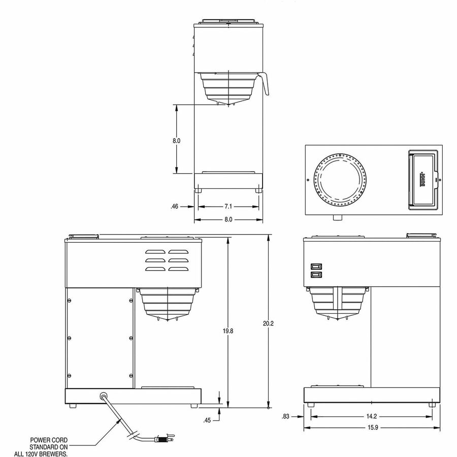 BUNN VPR 12-Cup Pourover Coffee Brewer with 2 Warmers, 2 Quart Capacity, Stainless Steel, Includes Plastic Pitcher and 50 Filters, 1 Each