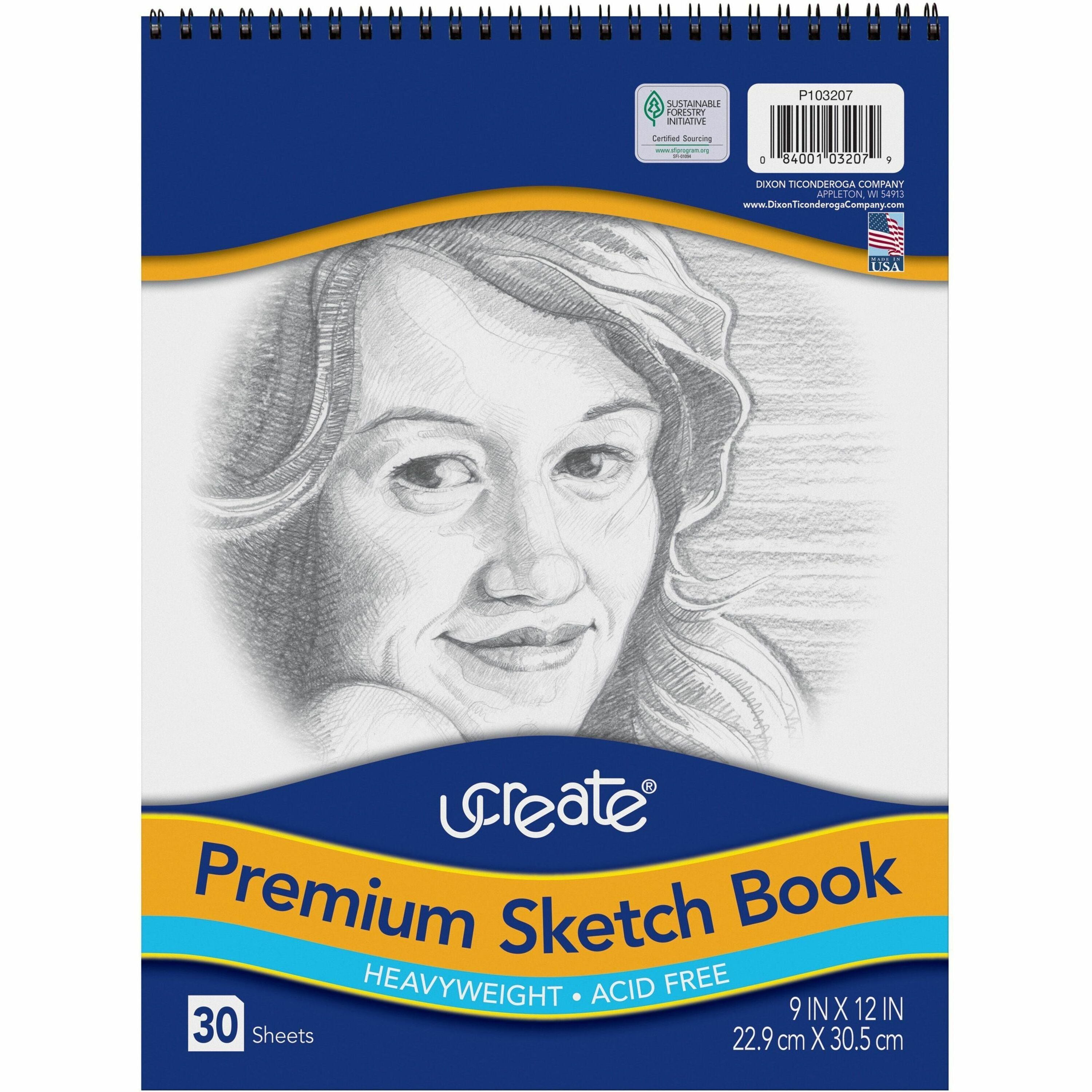 30 Sheets - Spiral - 70 lb Basis Weight - 9" x 12" Sheet Size - White Paper - Chipboard Cover - Heavyweight, Acid-free - Recycled - 1 Pad