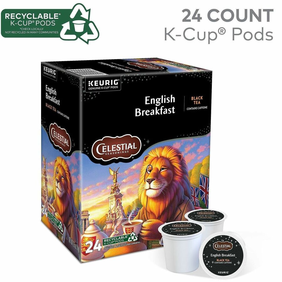 Celestial Seasonings&reg; English Breakfast Black Tea K-Cup - Compatible with Keurig Brewer - Black Tea - 24 / Box