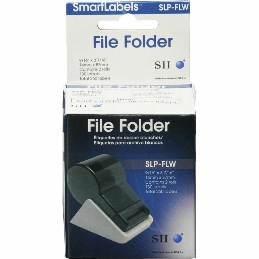 9/16" Width x 3 7/16" Length - Rectangle - Direct Thermal - White - Paper - Self-adhesive - 130 / Roll - 1 Each