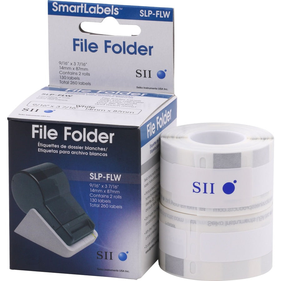 9/16" Width x 3 7/16" Length - Rectangle - Direct Thermal - White - Paper - Self-adhesive - 130 / Roll - 1 Each