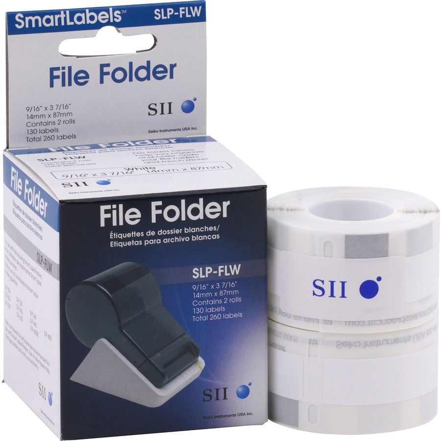 9/16" Width x 3 7/16" Length - Rectangle - Direct Thermal - White - Paper - Self-adhesive - 130 / Roll - 1 Each