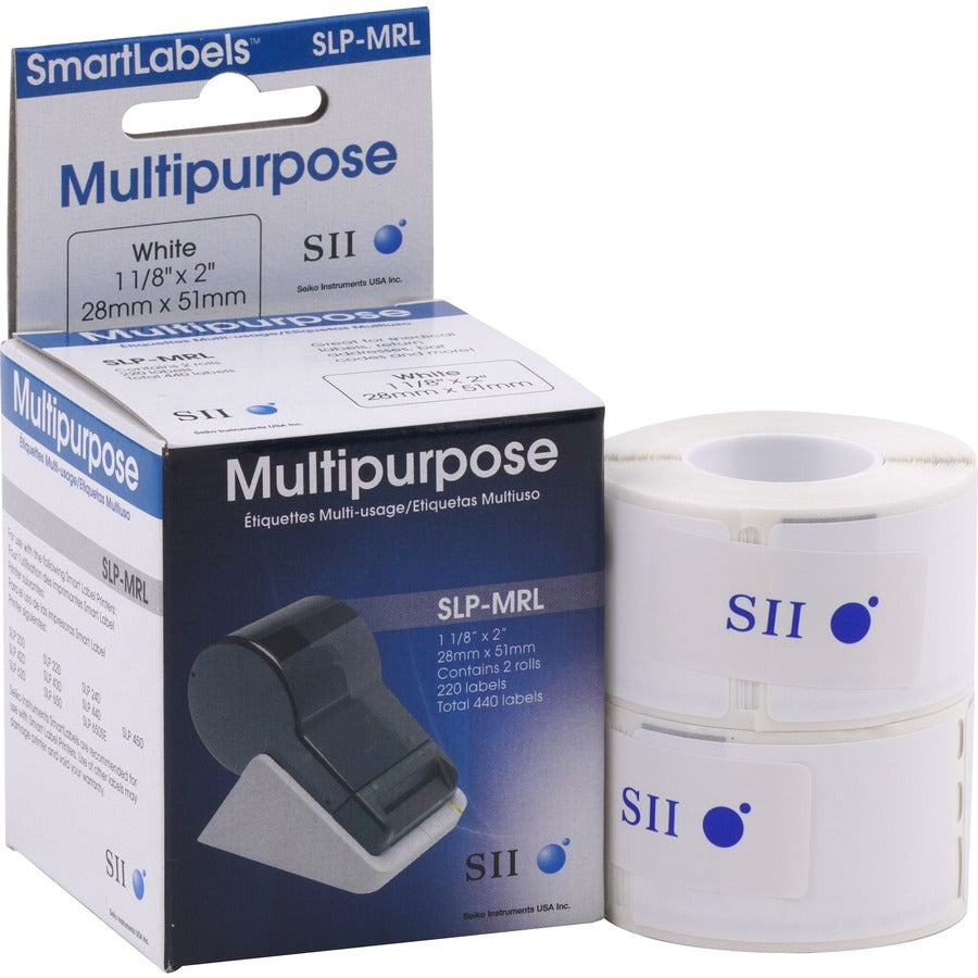 x 1 1/10" Width x 2 1/64" Length - Rectangle - Direct Thermal - White - Paper - Self-adhesive - 220 / Roll - For Label Printer - 1 Box
