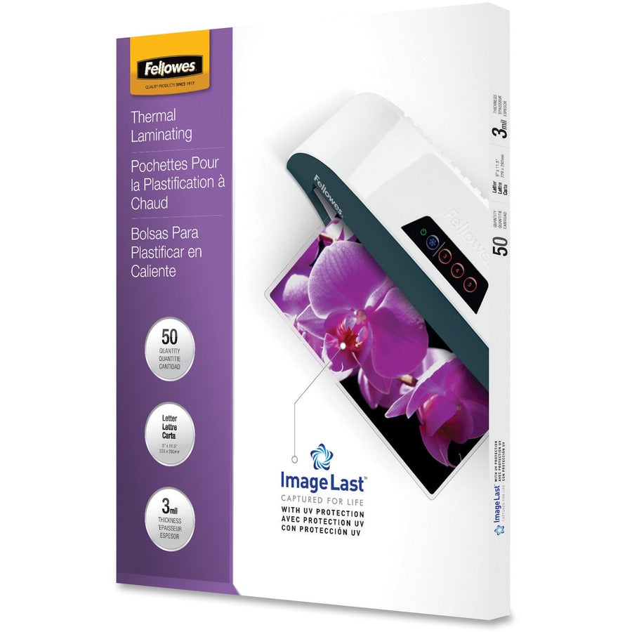 Fellowes ImageLast Thermal Laminating Pouches, Letter Size, 9" x 11.5", 3 mil, Glossy, Clear, 1 Pack