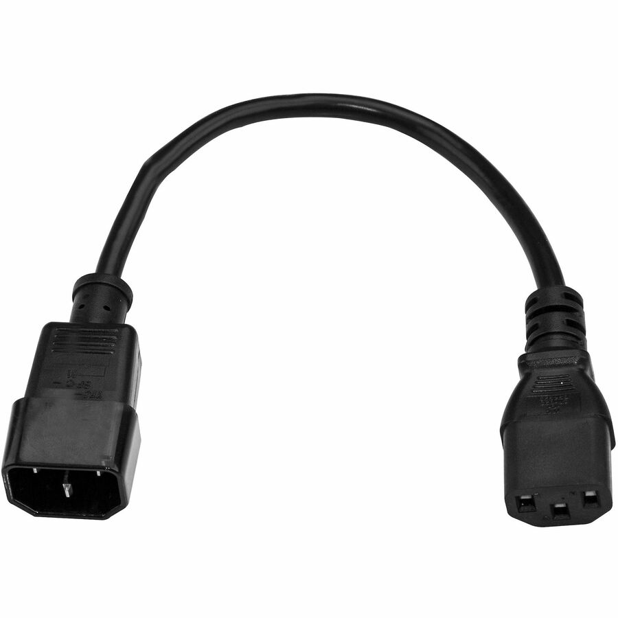 StarTech.com Power Extension Cable - For Desktop Computer, Server, UPS, Printer, PDU - 125 V AC / 10 A - Black - 10 ft Cord Length - IEC 320-C14 / IEC 320-C13 - 1 Each
