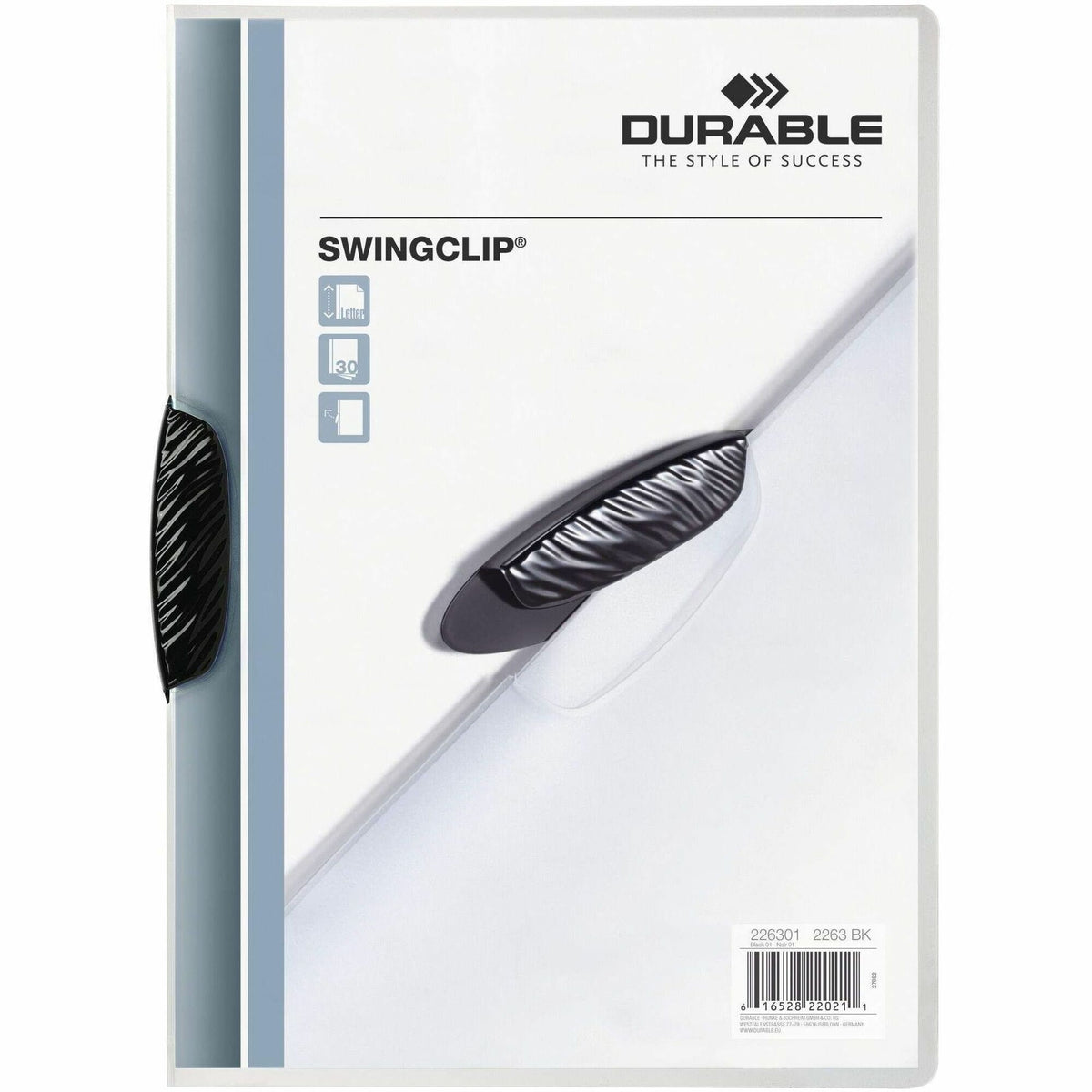 SWINGCLIP Letter Report Cover - 8 1/2" x 11" - 30 Sheets Capacity - Polypropylene - Clear - Wear Resistant - 25 / Box