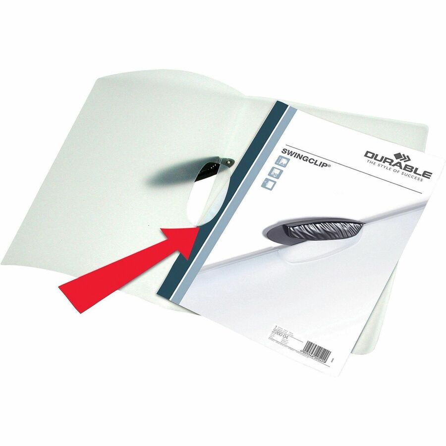 SWINGCLIP Letter Report Cover - 8 1/2" x 11" - 30 Sheets Capacity - Polypropylene - Clear - Wear Resistant - 25 / Box