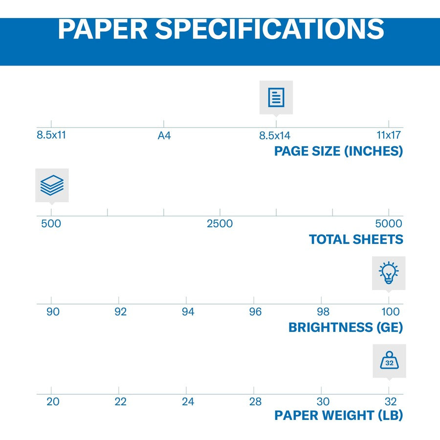 Hammermill Premium Color Copy Paper - White - 100 Brightness - Legal - 8 1/2" x 14" - 28 lb Basis Weight - Ultra Smooth - White - 500 / Ream