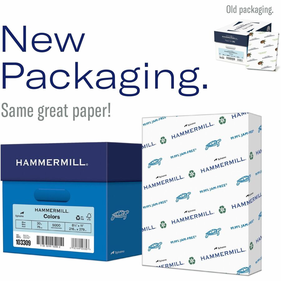 Hammermill Colors Recycled Copy Paper - Canary - Legal - 8 1/2" x 14" - 20 lb Basis Weight - Sustainable Forestry Initiative (SFI) - Jam-free - Canary - 10 / Pack