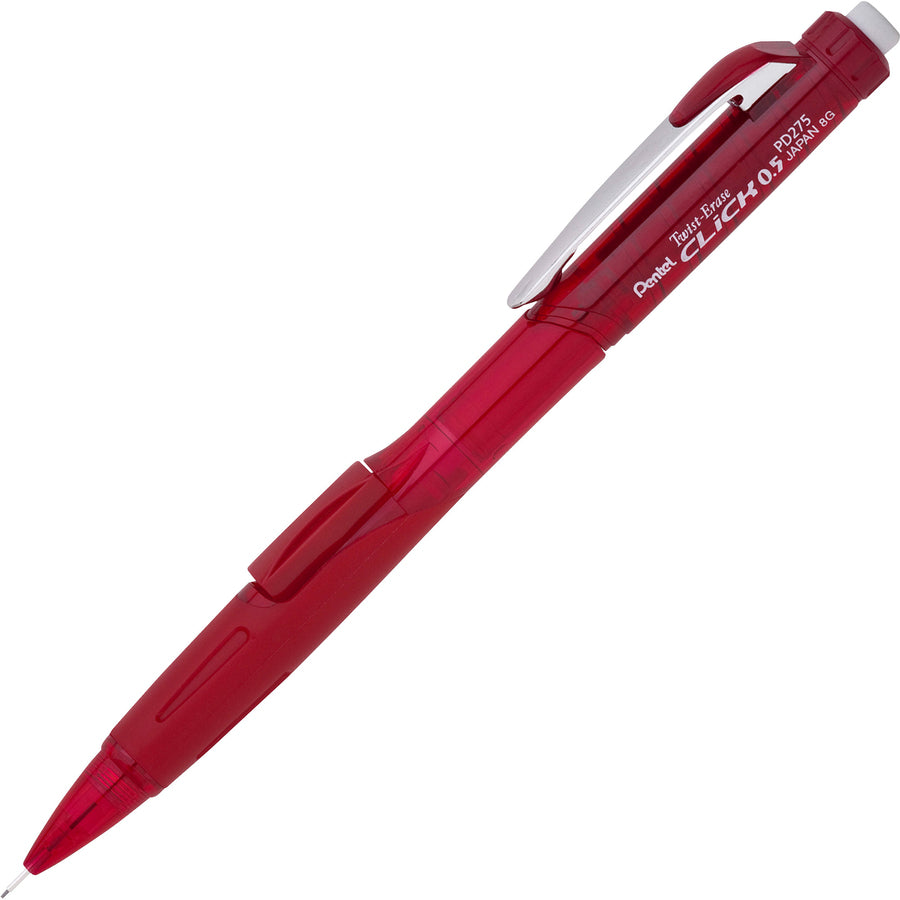 Twist-Erase Click Mechanical Pencil (0.5mm) Clear Barrel, 1-Pack with Lead & 2 Erasers