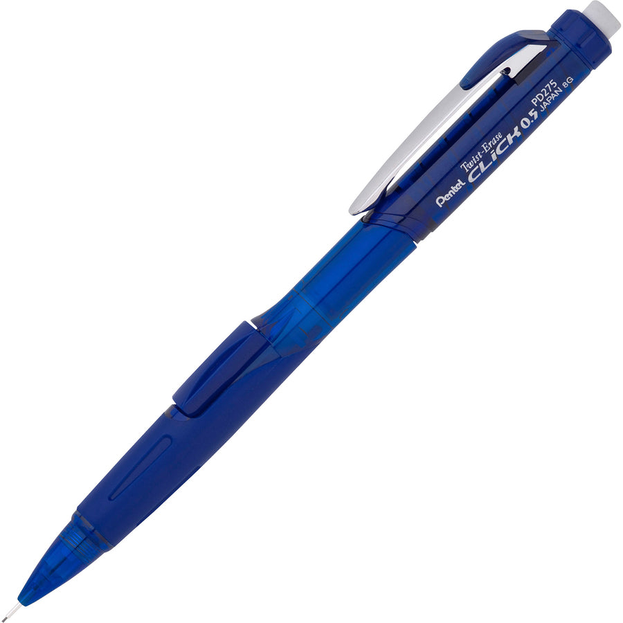 Twist-Erase Click Mechanical Pencil (0.5mm) Clear Barrel, 1-Pack with Lead & 2 Erasers