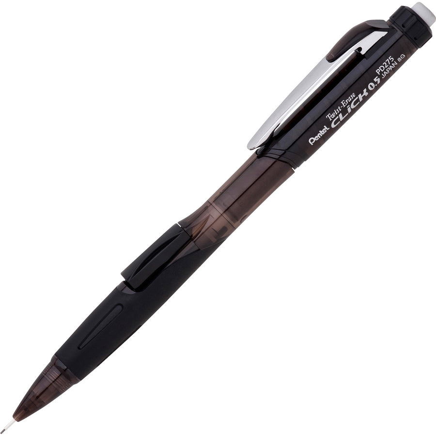Twist-Erase Click Mechanical Pencil (0.5mm) Clear Barrel, 1-Pack with Lead & 2 Erasers