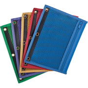 Oxford Zipper Binder Pockets - For 7 1/2" x 10 1/2" Sheet - Ring Binder - Assorted - Vinyl - 1 Each