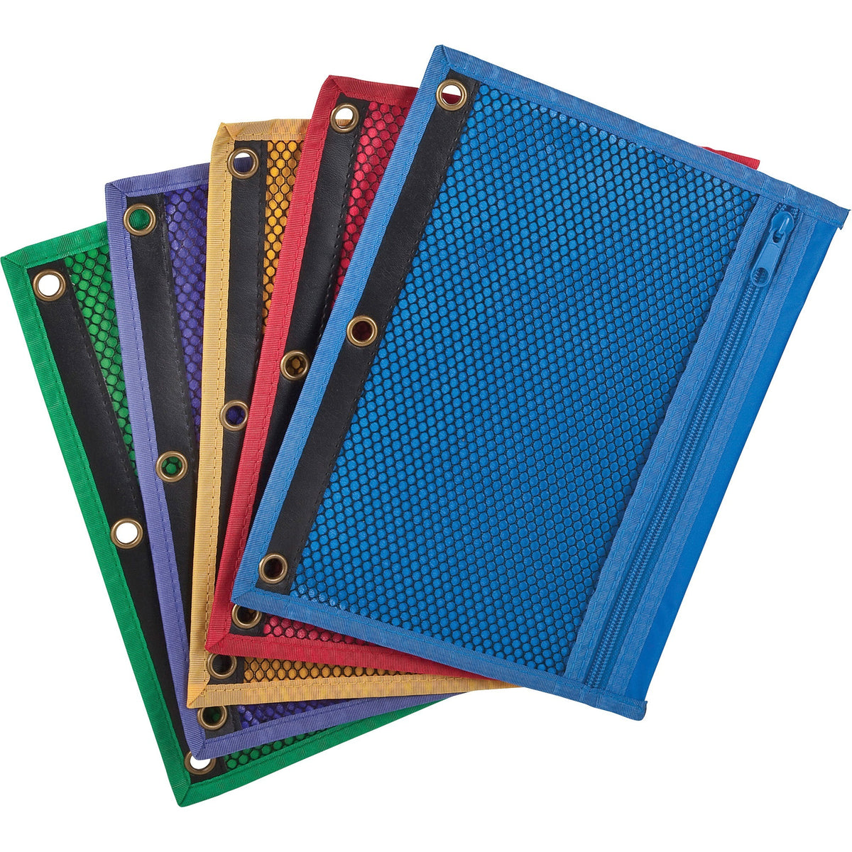 Oxford Zipper Binder Pockets - For 7 1/2" x 10 1/2" Sheet - Ring Binder - Assorted - Vinyl - 1 Each