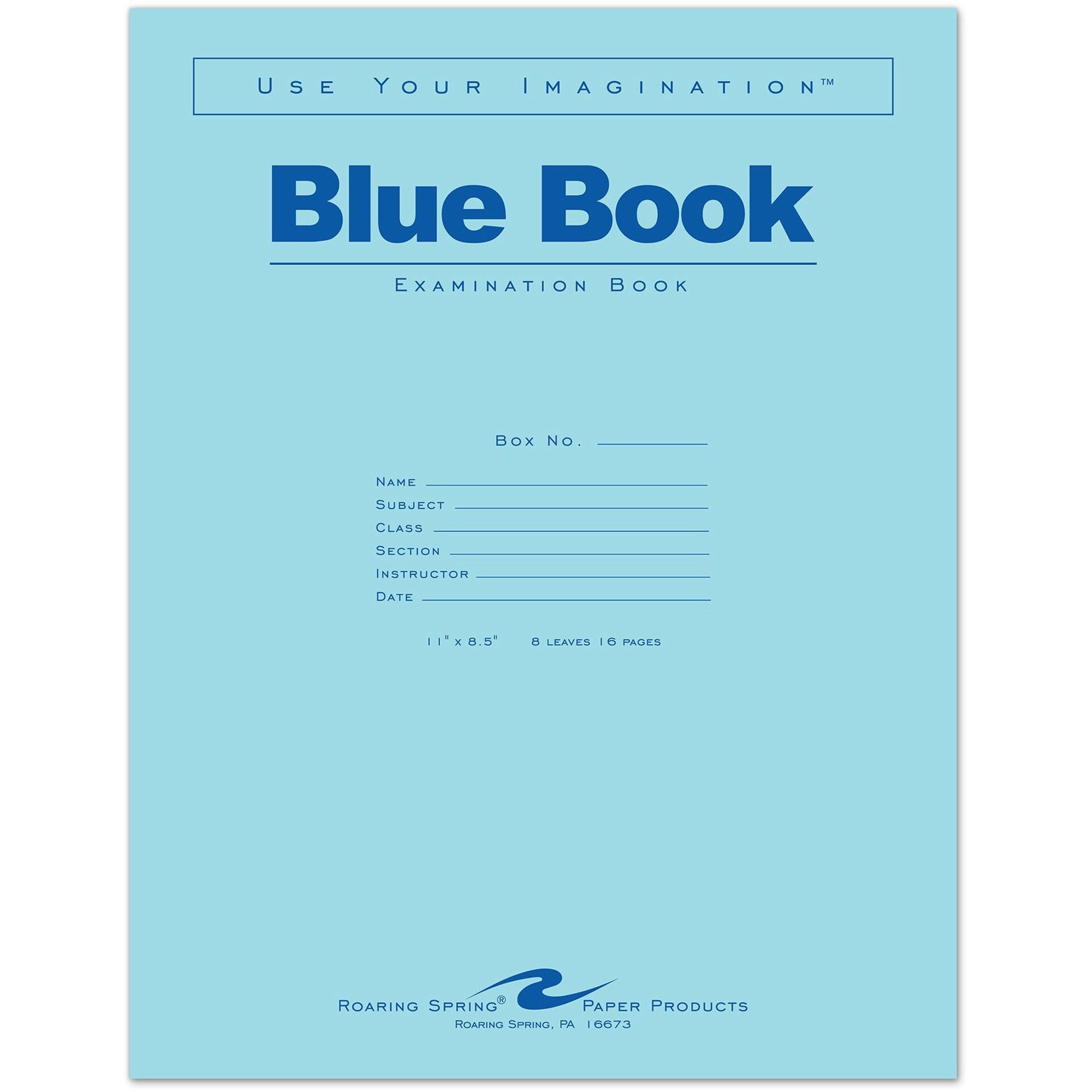 8 Sheets - 16 Pages - Stapled - Red Margin - 15 lb Basis Weight - Letter - 8 1/2" x 11" Sheet Size - White Paper - Blue Cover - 50 / Pack