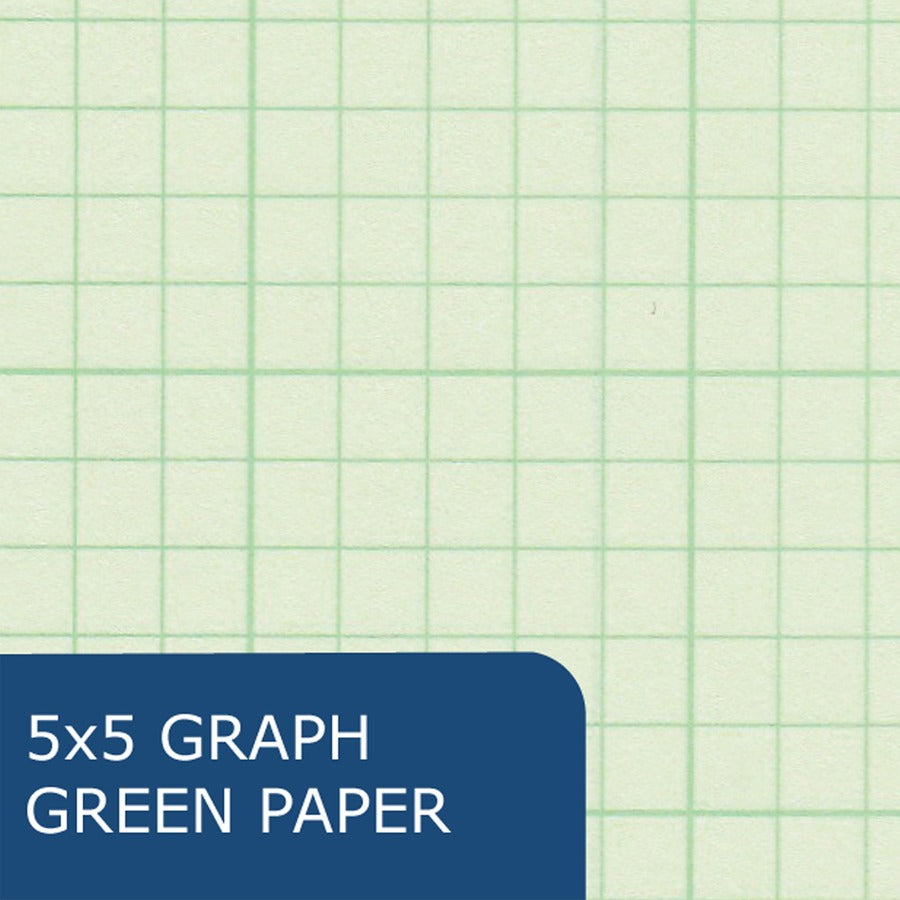 80 Sheets - 160 Pages - Printed - Spiral Bound - Both Side Ruling Surface - 3 Hole(s) - 15 lb Basis Weight - 56 g/m² Grammage - 11" x 8 1/2" Sheet Size - 0.30" Height x 8.5" Width x 11" Length - Green Paper - 1 Each