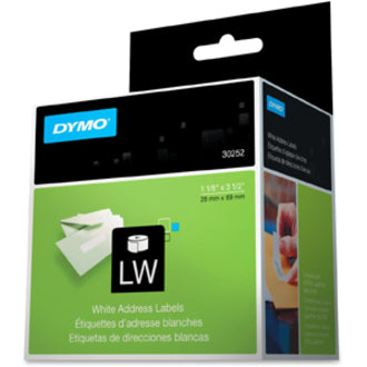 1 1/8" Width x 3 1/2" Length - White - Paper - Self-adhesive - 350 / Roll - 2 / Box