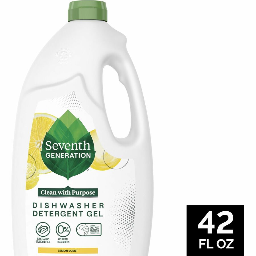 Seventh Generation Dishwasher Detergent - 42 oz (2.62 lb) - Lemon Scent - Non-toxic, Chlorine-free, Anti-septic, Phosphate-free, Lemon Scent, Dye-free - Clear - 1 Each