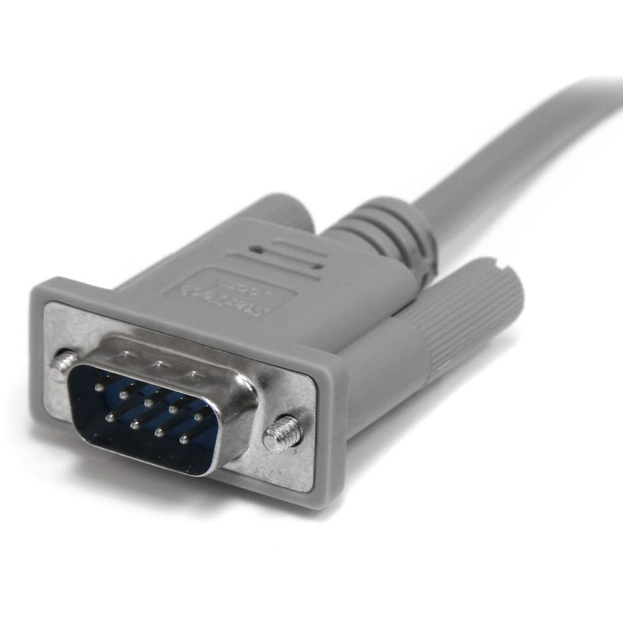 StarTech.com Serial Null Modem Cable - 10 ft Serial Data Transfer Cable for PC, Modem, Printer - First End: 1 x 9-pin DB-9 Serial - Female - Second End: 1 x 9-pin DB-9 Serial - Male - 28 AWG - Gray - 1 Each