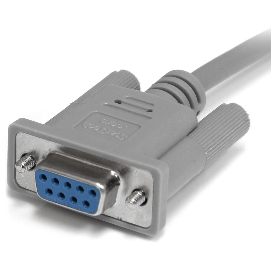 StarTech.com Serial Null Modem Cable - 10 ft Serial Data Transfer Cable for PC, Modem, Printer - First End: 1 x 9-pin DB-9 Serial - Female - Second End: 1 x 9-pin DB-9 Serial - Male - 28 AWG - Gray - 1 Each