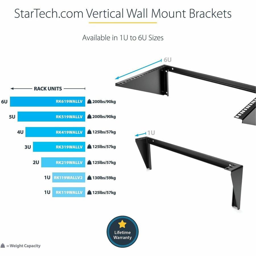 StarTech.com 4U 19in Steel Vertical Wallmount Equipment Rack Bracket