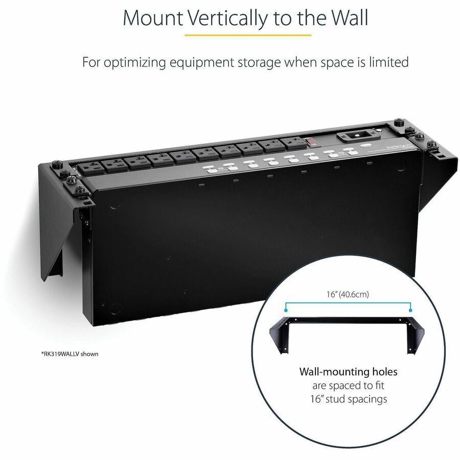 StarTech.com 3U 19in Steel Vertical Wall Mount Equipment Rack Bracket