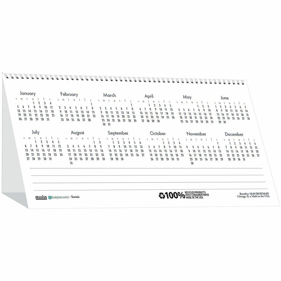 Julian Dates - Monthly - 1 Year - January 2026 to December 2026 - 1 Month Double Page Layout - 8 1/2" x 4 1/2" Sheet Size - Spiral Bound - Desktop - White - Paper - 1 Each