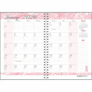 Julian Dates - Monthly - 12 Month - January 2026 to December 2026 - 1 Month Single Page Layout - 7" x 10" Sheet Size - 1.38" x 1.75" Block - Wire Bound - Pink - Hardboard - Laminated - 1 Each
