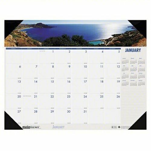 House of Doolittle EarthScapes Coastlines Desk Pad Calendar, Monthly, 18.5" x 13", White, Paper/Leatherette/Chipboard, 1 Each