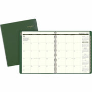 At-A-Glance Recycled Planner, Large, Monthly, 13-Month, Jan 2026–Jan 2027, 9" x 11", Sand Sheets, Wire Bound, Green, Paper/Simulated Leather, Address & Phone Directory, Perforated, Tabbed, 1 Each