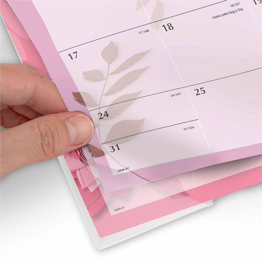 Standard - Julian Dates - Monthly - 1 Year - January 2026 to December 2026 - 1 Month Single Page Layout - 21 3/4" x 17" Sheet Size - Purple Sheet - 2.81" x 2.50" Block - Headband - Desk Pad - Multicolor - Poly, Paper - Unruled Daily Block - 1 Each