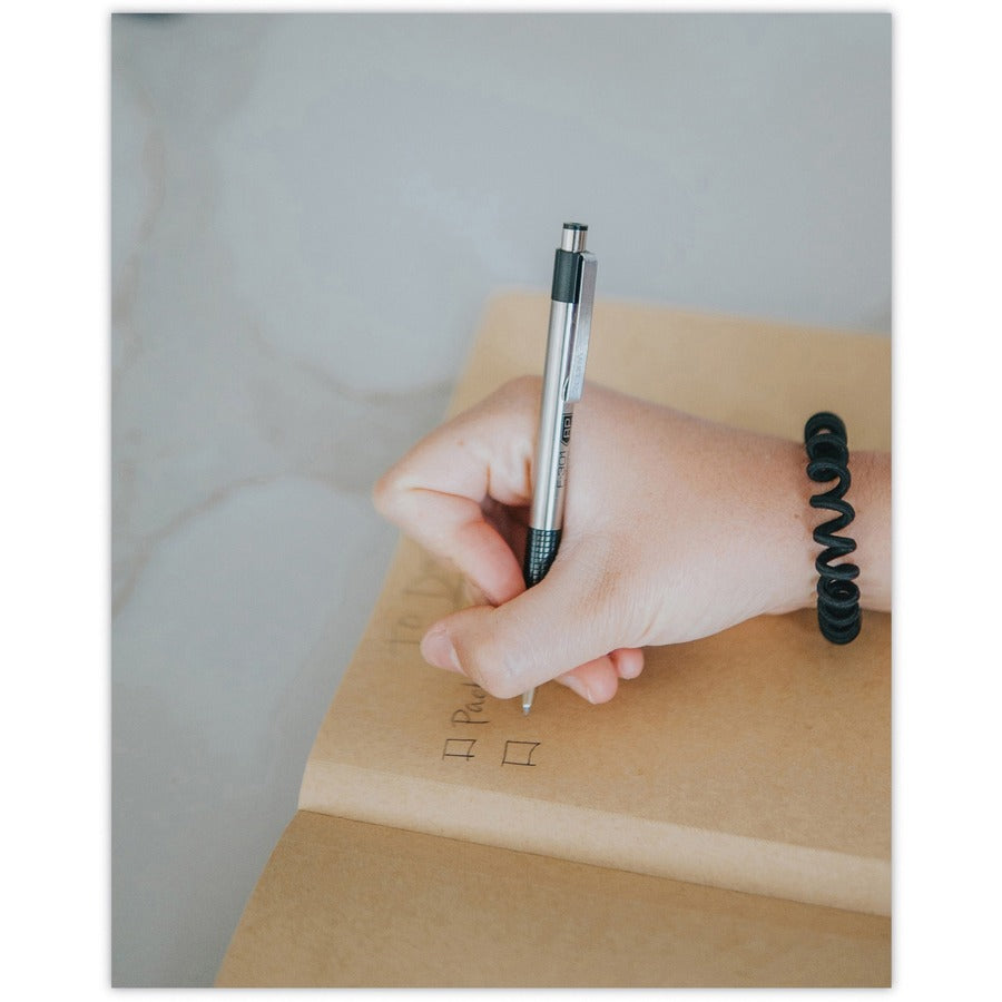 Zebra STEEL 3 Series F-301 Retractable Ballpoint Pen - 0.7 mm Fine Pen Point - Refillable - Retractable - Black Ink - Stainless Steel Barrel - 1 Pack