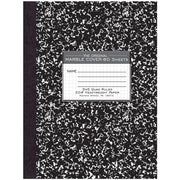 Sewn Hardcover Composition Notebook, 80 Sheets / 160 Pages, Ruled Both Sides, 20 lb White Paper, 10-1/4" x 7-7/8", Black Marble Cover